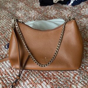 Kate Spade Tan Leather Cross Body Bag with Shoulder Chain Strap